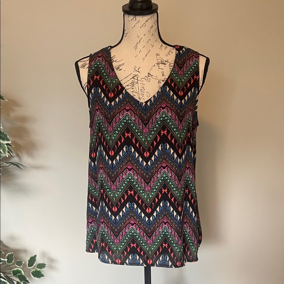 NY Collection Multicolor Chevron Tank Top - Picture 1 of 5